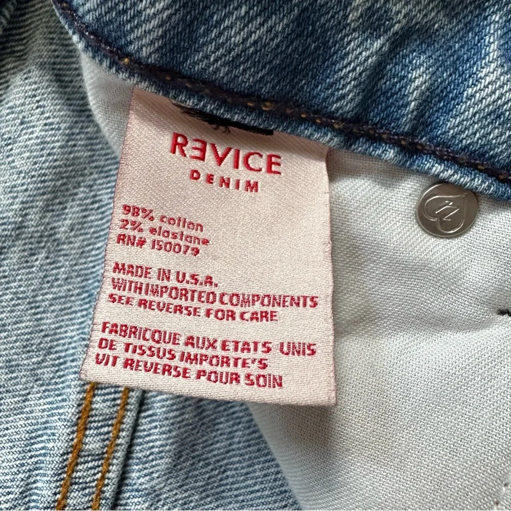 REVICE Denim Blue Ankle Cropped Jeans with Distressed Hem Size 26 Made in USA - Picture 8 of 16